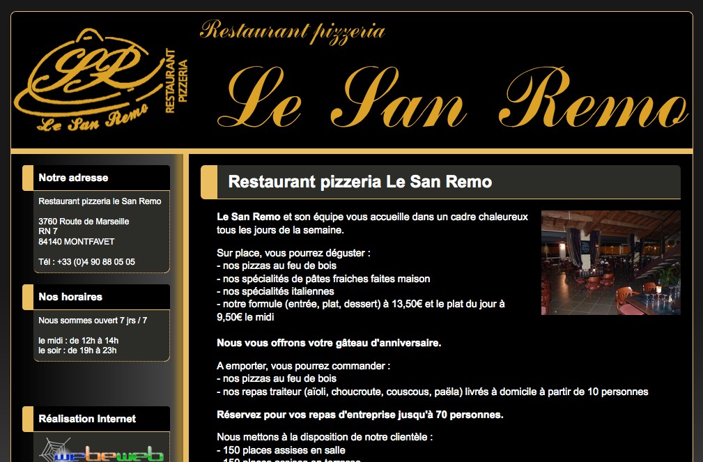 Restaurant le San Rémo : pizzeria et spécialités italiennes à Avignon dans le Vaucluse (84)